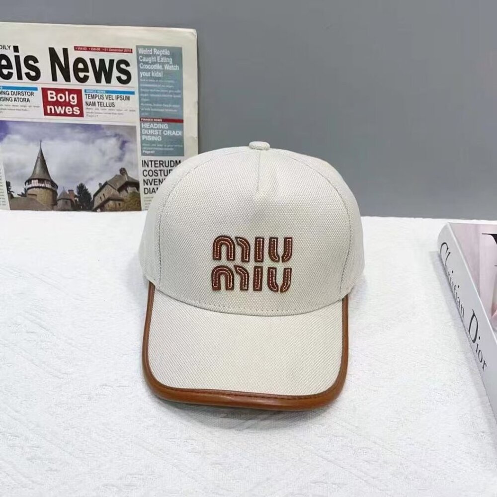 Miu Miu Beige And Brown Canvas Cap - image 4